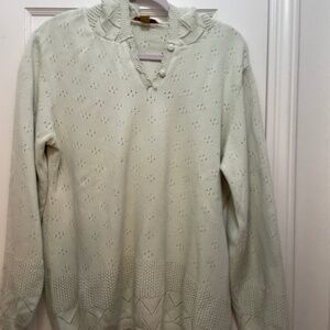 Gently worn April Cornell Light Green 100% cotton hooded sweater size L